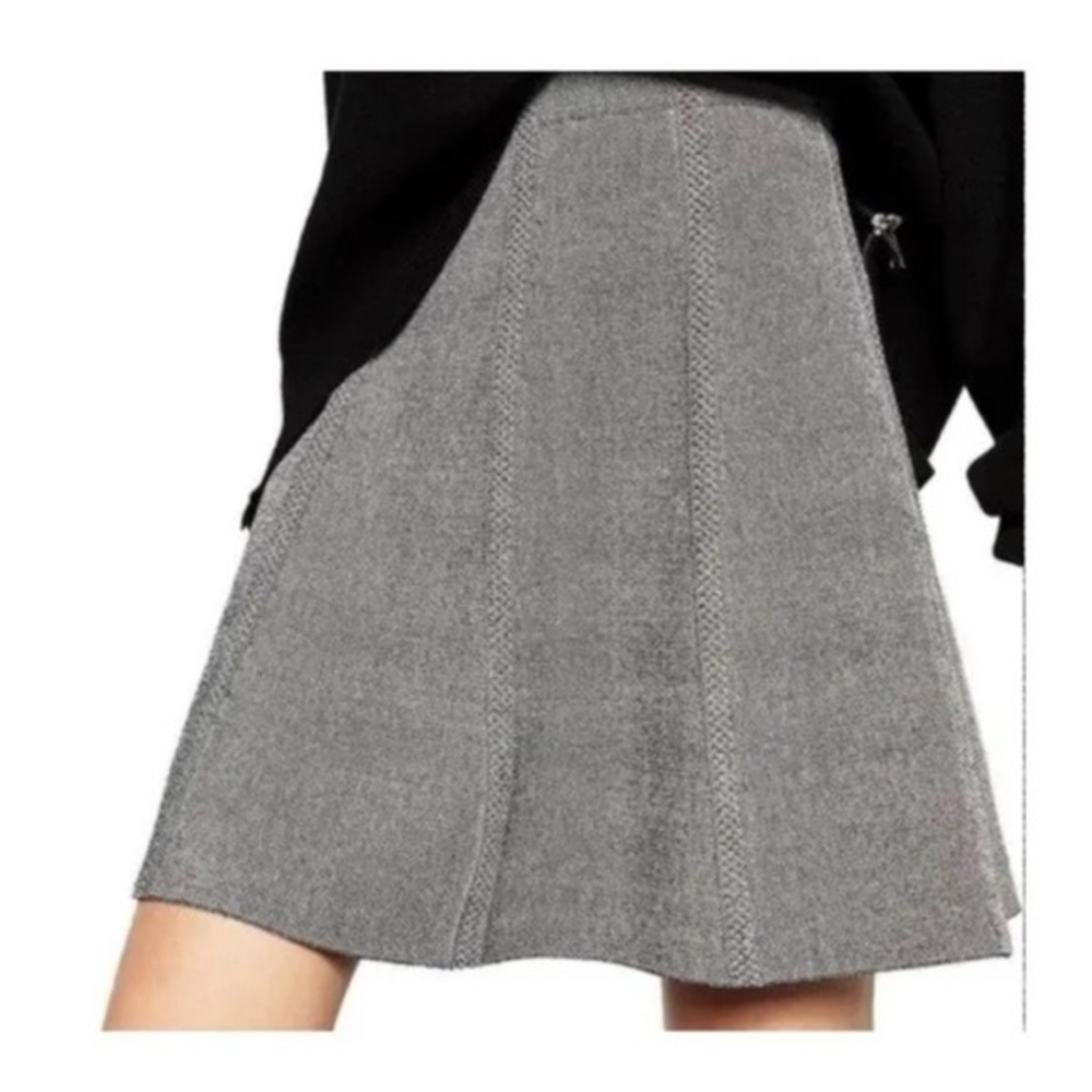 Zara Basic Skirt Womens Medium Black White Gray‎ Woven Paneled A-line